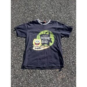 Nickelodeon Shirt Mens Medium Blue SpongeBob Pretending Dumb Funny Graphic Tee